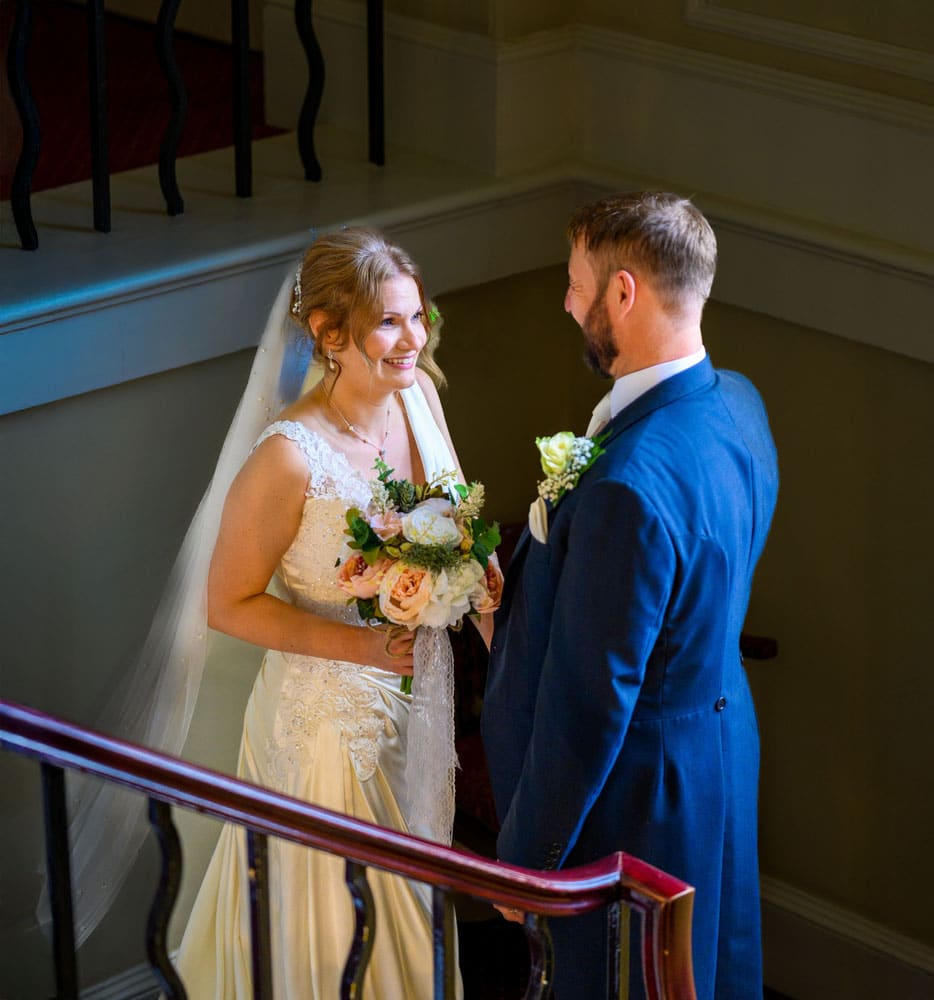 Couple intimately gazing into each others eyes